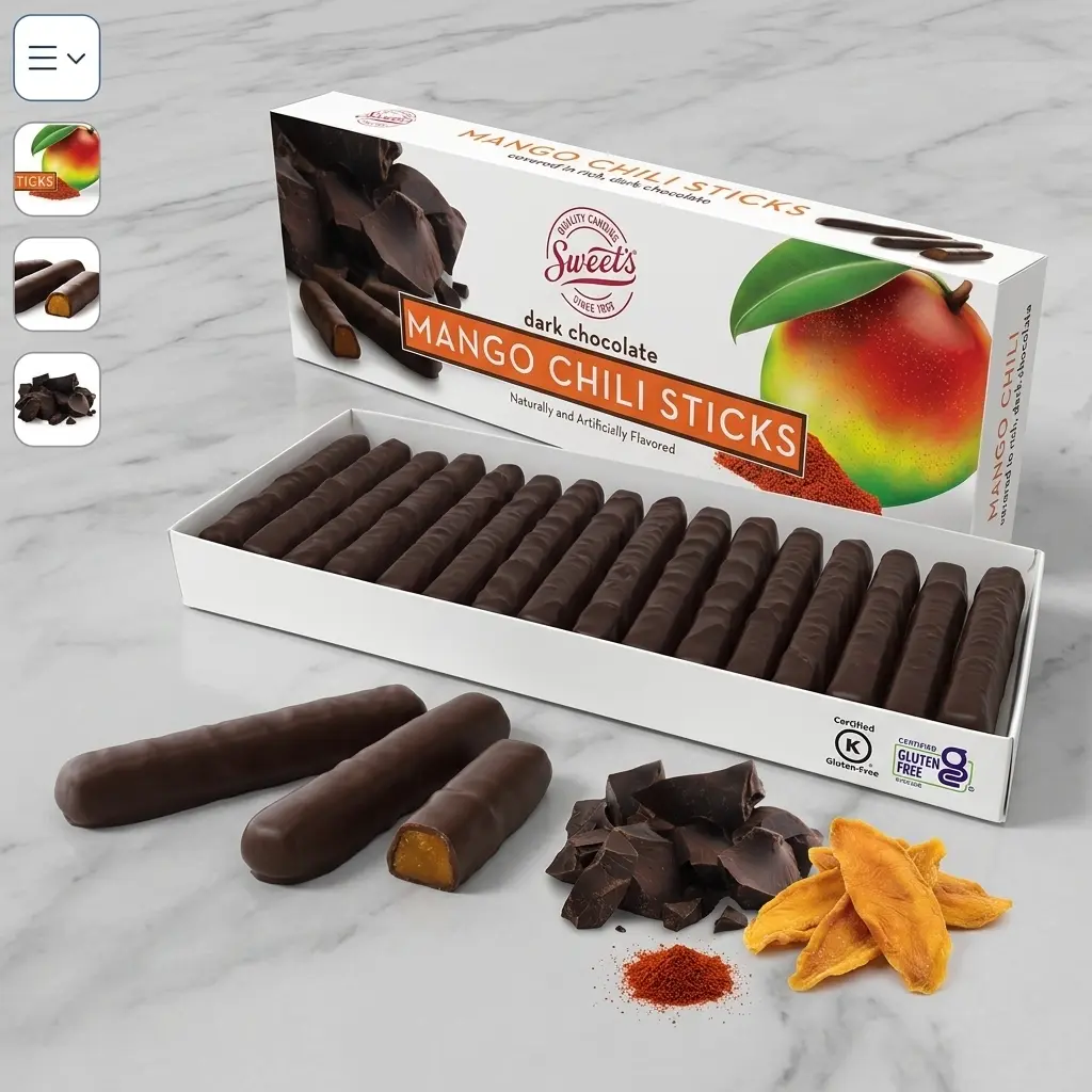 Sweet's Dark Chocolate Mango Chili Sticks - 10.5 oz Box