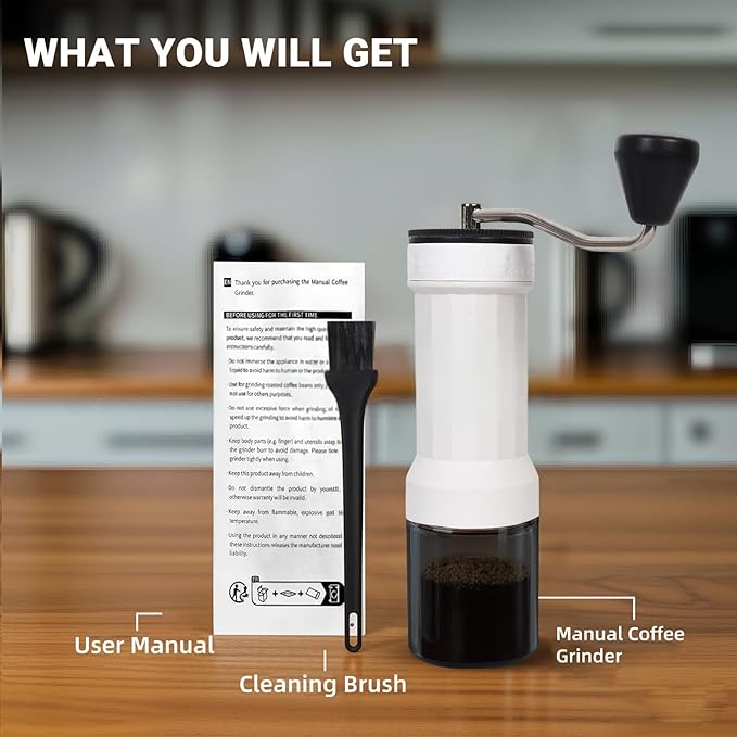 Mini Manual Coffee Grinder – 40 Adjustable Settings, Portable Hand Crank Mill with 30g Capacity, Conical Burr for Espresso, Pour Over, French Press | Perfect for Travel, Camping & Office