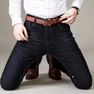 2025 JEAN New Business Men's Jeans Casual Straight Stretch Fashion Classic Blue Black Work Denim Trousers Male Brand Clothing ﻿