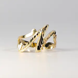 14K Gold Cursive Initial "N" Ring