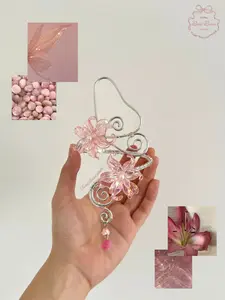 [NEW] Elegant Handmade Flower Cuff Bracelet – Pearl & Crystal Wire Wrap Jewelry, Concert Jewelry 2