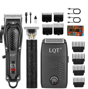 LQT 3-Piece Professional Cordless Men's Grooming Kit - 2000mAh Rechargeable Hair Clipper, Beard Trimmer & Electric Shaver Set, Barber Grade All-in-One Grooming System with Powerful Motor for At Home Haircuts, Fades & Beard Grooming