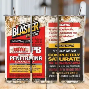 PB Blaster Tumbler 20oz Stainless Steel Bottle Water Bottles Cup Mug Portable Bottled Washable Reusable Lid Straw Handmade Insulated Tumbler Drinkware Flasks