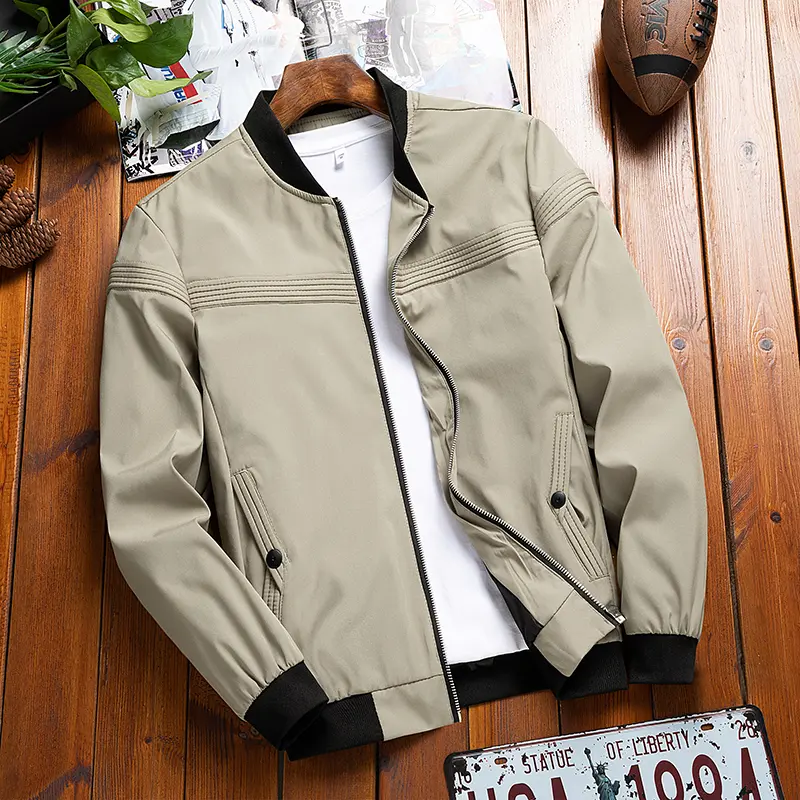2026 Men's Casual Stand Collar Zipper Jacket with Ribbed Cuffs Hem Lightweight Windproof Outerwear for Autumn Outdoor Running Hiking Comfortable Athletic Coat, Lightweight, AllDayComfort, NewCollection, AthleisureFit
