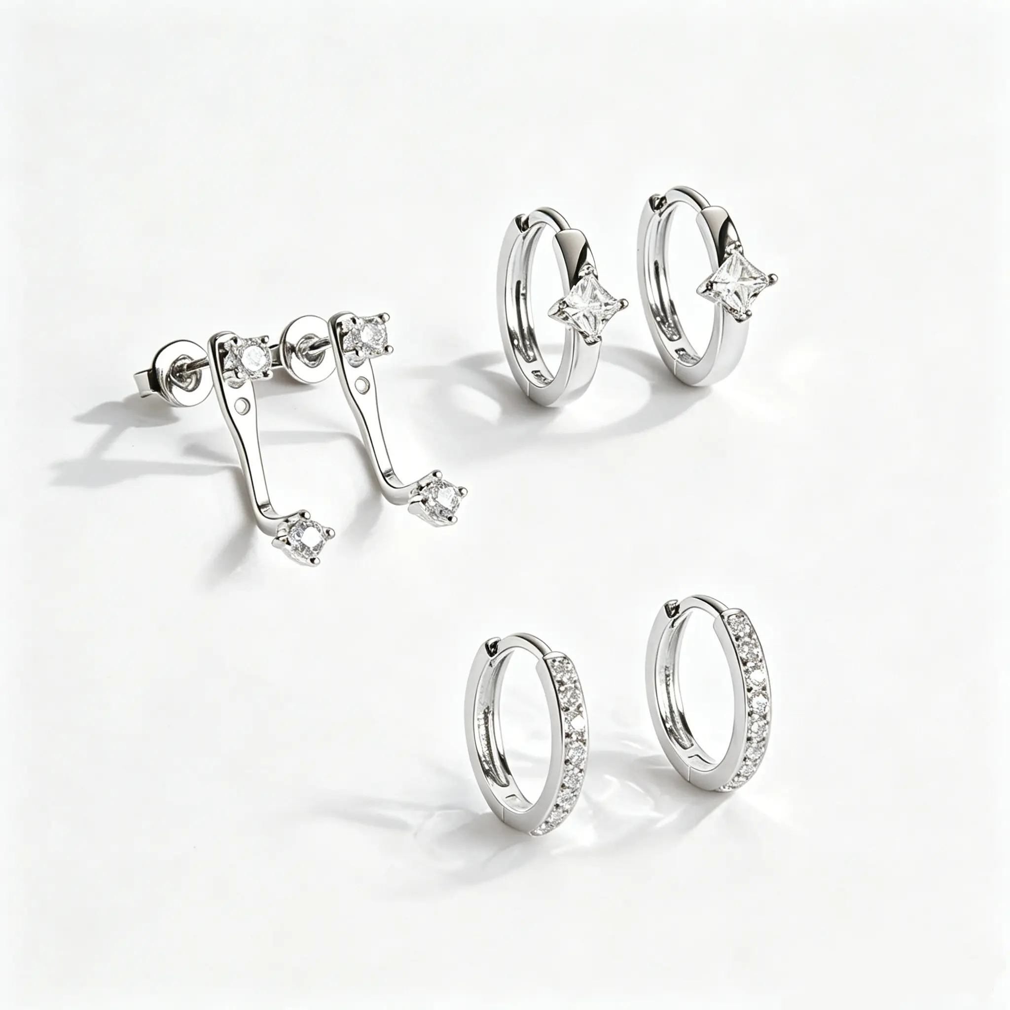 925 Silver Stud Earrings for Multiple Piercing Hypoallergenic CZ Cartilage Earrings Stacks women