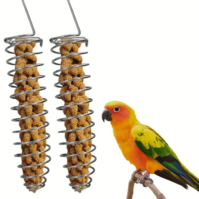 2 PCS Stainless Steel Bird Feeders - Durable Parrot Snack and Seed Container for Parakeets, Cockatiels, African Grey Parrots, Peafowl Parrots, General Parrots, Macaws, Bird Food Container (Model: DM647)