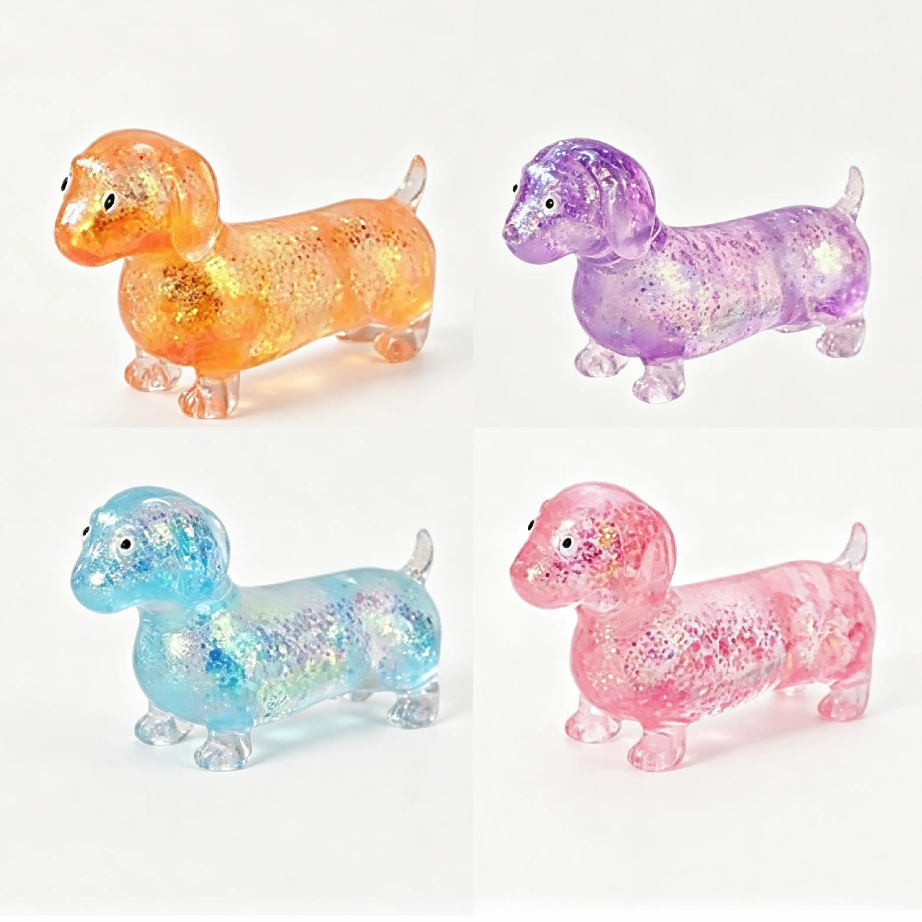 4Pcs Dachshund Squishes, Slow Rising Squish, Soft Squeeze Stress Relief, Sensory Toys for Teenages with Autism, Ideal for Birthday Gifts, Party Favors, Prizes for Classroom Game