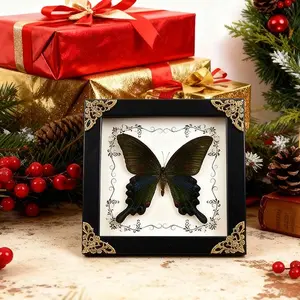 Vintage Butterfly Shadow Box, Framed Taxidermy Butterfly Wall Art - Natural Wood Frame & Elegant Gift Packaging Christmas decorations