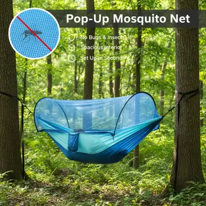 3-in-1 Double Camping Hammock with Mosquito Net & Sunshade, Durable & Portable, Suitable for Hiking, Patio Exploration, Garden Relaxation - Durable & Lightweight Design, Ideal for Camping, Backpacking, Outdoor Camping, Mountaineering, Park Use, Includes S