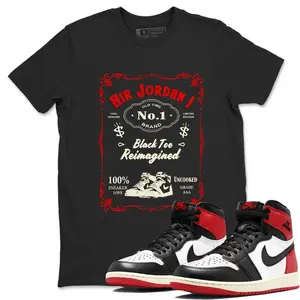 Unisex T-shirt to match Jordan 1 Black Toe Reimagined - Sneaker Label. 100% Cotton for Casual Wear. Comfortable Summer Unisex T-Shirt to match Jordan Sneaker. Streetwear Style. urban outfitters