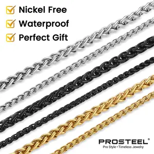 PROSTEEL Wheat Chain Necklace Stainless Steel Width 3mm/6mm Length 18-30 inches Pendant Accessories Unisex For Men Women Black Friday with Gift Box Summervibe