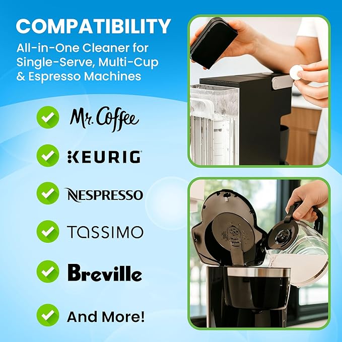Coffee Machine Cleaner Descaler Tablets - 6Pack, Deep Cleaning and Descaling for All Coffee Makers , Coffee Maker Pot Descaling & Cleaning Tabs, Descale Drip Coffe And Espresso Machines mopping products