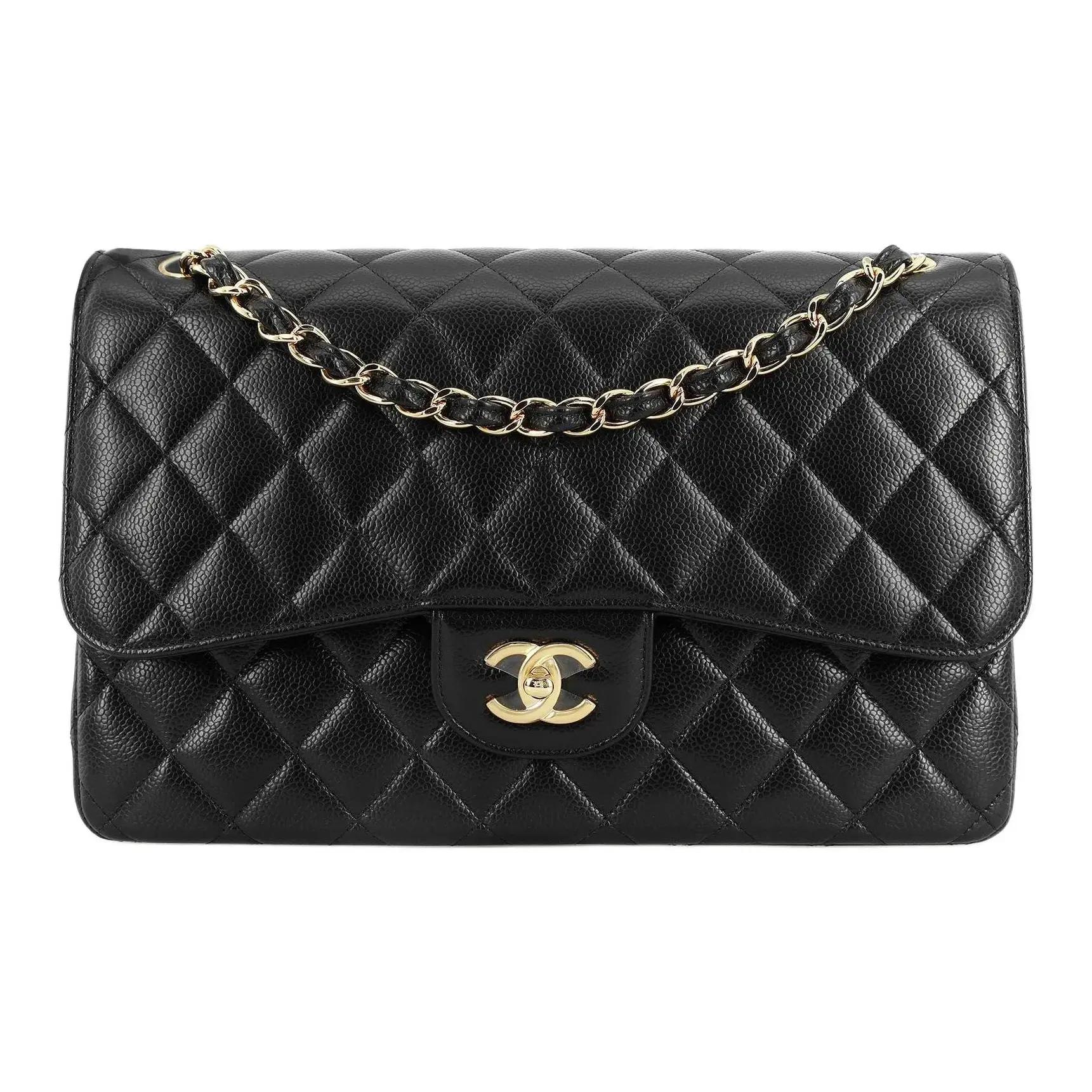 Pre-owned CHANEL leather Shoulder Bags Pre loved Luxury Classic Double Flap CF Jumbo Bag Shoulder Bag Black