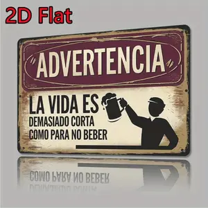 Vintage Spanish "Life Is Too Short To Not Drink" Metal Tin Sign, 12x8 Inch Rustic Bar Wall Decor, Funny Beer Quote Plaque for Home Bar, Man Cave & Cafe