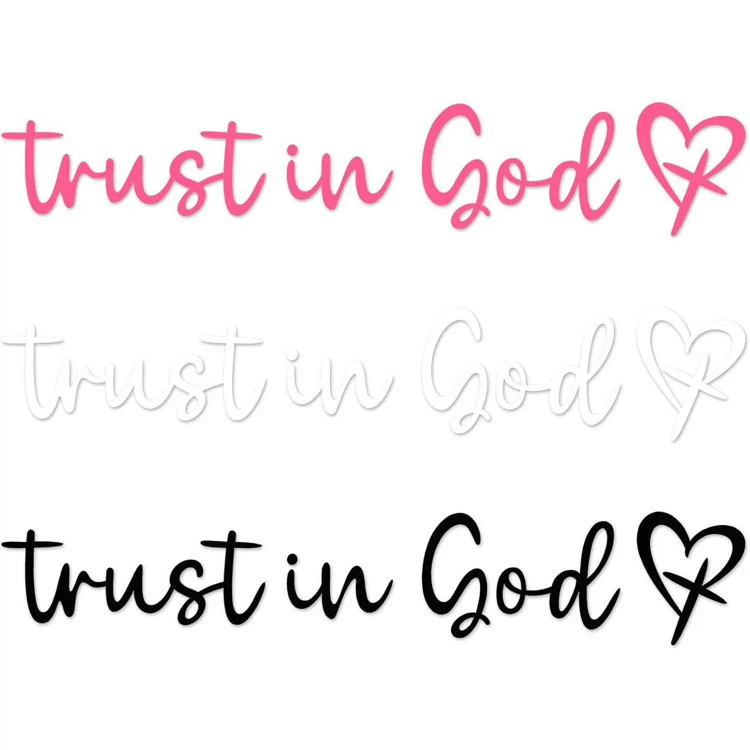 3pcs Trust in God Rearview Mirror Decal, Trust in God Sticker Car Mirror Stickers Rear View Mirror Sticker Vinyl Car Vanity Mirror Stickers (White, Black, Pink)