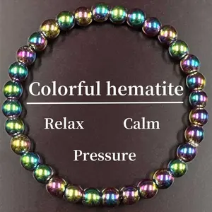Colorful Hematite Relax Calm Pressure Natural Healing Crystal Gorgeous Stone Gemstone Jewelry Energy Love Girlfriend Boyfriend Souvenir Valentine Anniversary New Year Christmas Halloween Birthday Gift