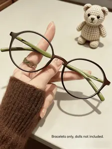 Women's Lightweight Round Frame Fashion Glasses, Lightweight Eyewear, Block Design, Transparent Lenses, Comfortable Fit, Versatile for Daily Use