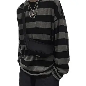Striped Crewneck Long-Sleeve T-Shirt Pullover Emo Shirt Punk Japanese Harajuku Streetwear