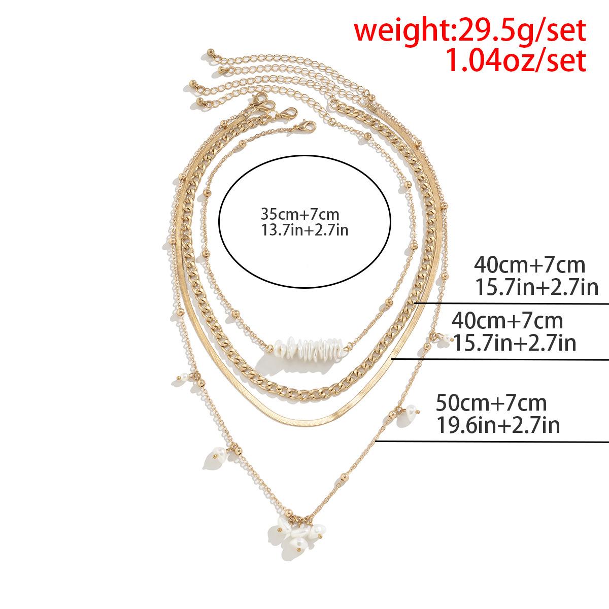 4Pcs Elegant Layered Gold-plating Pearl Pendant NecklaceSet for Women Luxurious Snake Chain Stacked NecklacesBohemian Jewelry Gift for Her