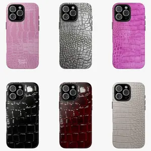 Beautiful Leather Pattern Case: Luxury Glossy Finish Aesthetic Cover Compatible with iPhone X, 11, 12, 13, 14, 15, 16, 17 & Samsung