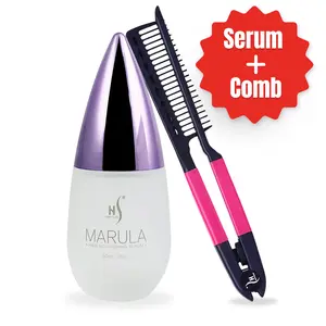 Herstyler Straightening Comb & Marula Oil Hair Serum Set - Anti-Frizz, Shine-Boosting Serum (2 fl oz) for Smooth, Sleek, and Damage-Free Hair