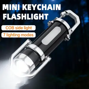 1pc Mini Keychain Flashlight with 7 Light Modes, Rechargeable and Portable, 400 Battery Life for Home Use and Emergencies, Multifunctional Flashlight Portable Led Flashlight, Rechargeable Flashlights