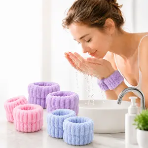 3PCS Spa Headband & Face Wash Wristbands Set, Absorbent Microfiber Water Catcher Cuffs for Skincare. Prevent Water Spilling Down Arms! Fluffy Splash Proof Towel Bands, Daily Makeup Accessories Beauty Gift for Women Girls