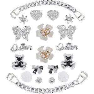 Bling Shoe Charms for Girly,Butterfly Chain Accessories,Cute Shoe Decoration for Women
