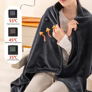 1pc Heated Shawl Blanket, Portable Zippered Heated Blanket, Cordless Heated Shawl, Wearable Heated Blanket, Three Heat Settings, Christmas Gift for Wife/Girlfriend/Mother, Valentine's Day Gift (Power Bank Not Included)
