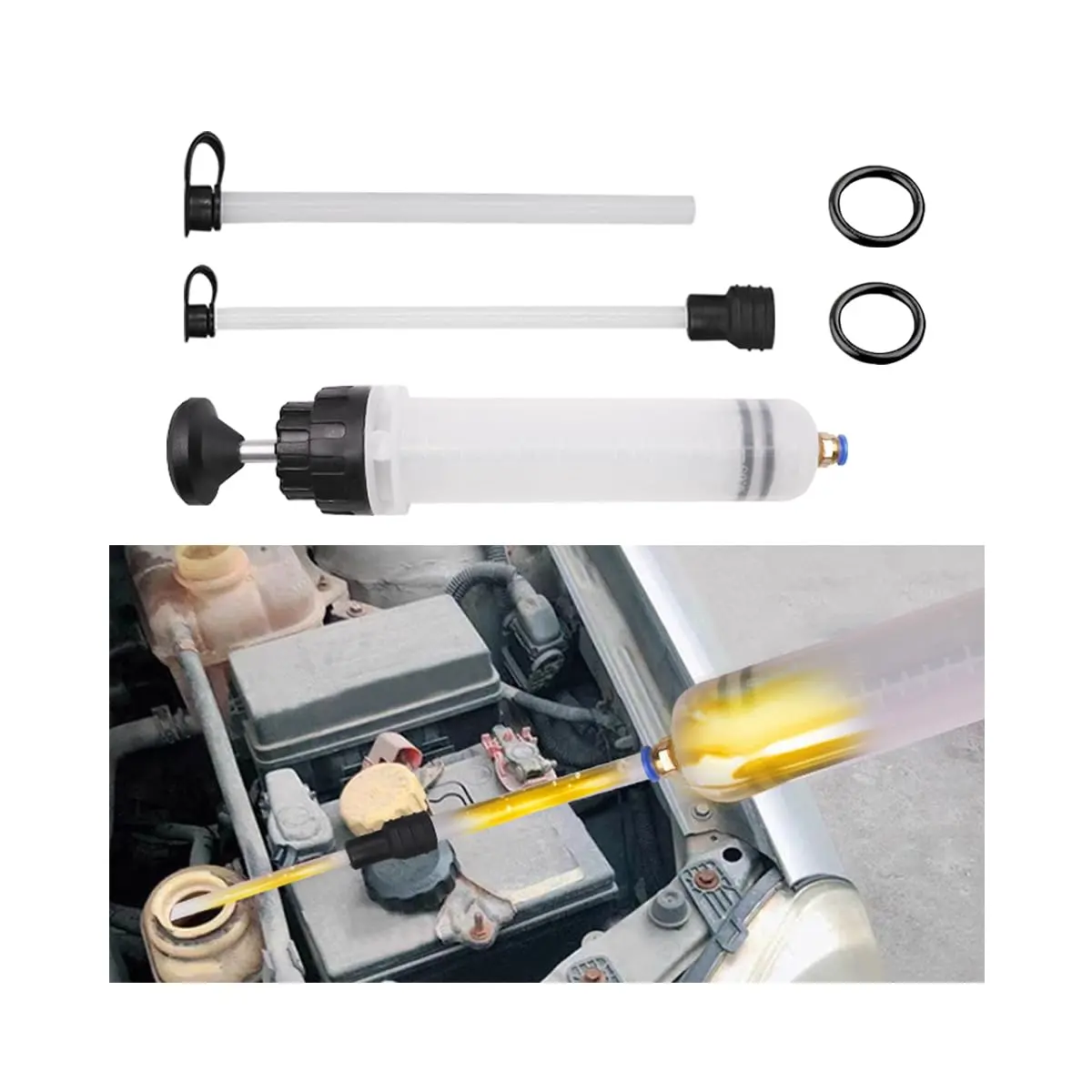 Car Oil Extractor Vacuum Siphon Pump, 200CC Oil Fluid Extractor, Manual Fluid Extractor Pump Automotive Fluid Extractor 200ml for Fluid Extraction & Filling