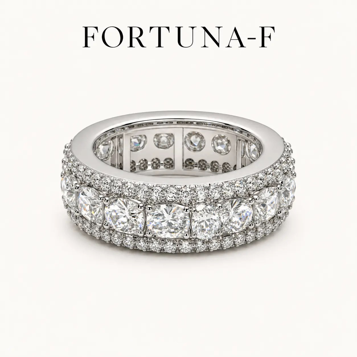 FORTUNA-F Full Pave Moissanite Huggie Hoops, 4mm & 1.5mm Round Stones, D Color VVS Diamond Dupes, Viral Daily Wear Jewelry Gift For Her