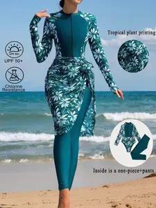 Women's Fashion Split Beach Surfing Set Three-Piece, Stylish and Comfortable, Perfect for Summer Activities, Ideal for Beach and Water Sports, Rashguards