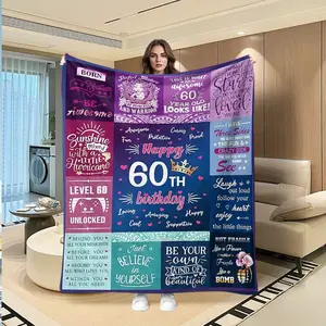 60th Birthday Gift Blanket, Creative Digital Print Flannel Throw, Thanksgiving, Valentine's Day, Christmas Best Gifts, Holiday Gift Blanket