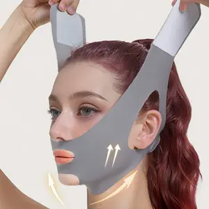 1 pc V-shaped grey facial lift strap – anti-snoring, facial lifting and anti-wrinkle. Breathable, pre-formed V-shape design for comfort whilst sleeping, exercising or watching TV. Gel strip fits the jawline; does not cover the face.