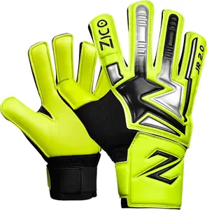 ZICO JR 2.0 Goalie Goalkeeper Gloves for Kids Youth and Adults Sizes 2-9 Double Velcro Strong Grip 3mm Latex Training Youth Gloves with Removable Finger Save Included Soccer Gloves for Kids