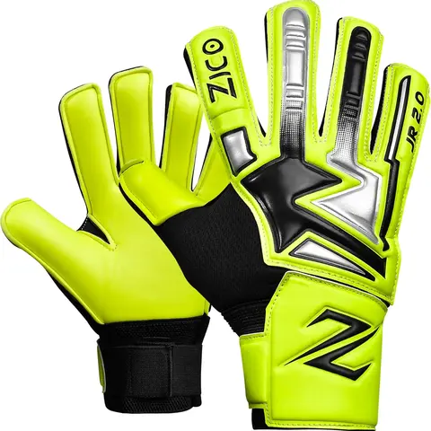 ZICO JR 2.0 Goalie Goalkeeper Gloves for Kids Youth and Adults Sizes 2-9 Double Velcro Strong Grip 3mm Latex Training Youth Gloves with Removable Finger Save Included Soccer Gloves for Kids