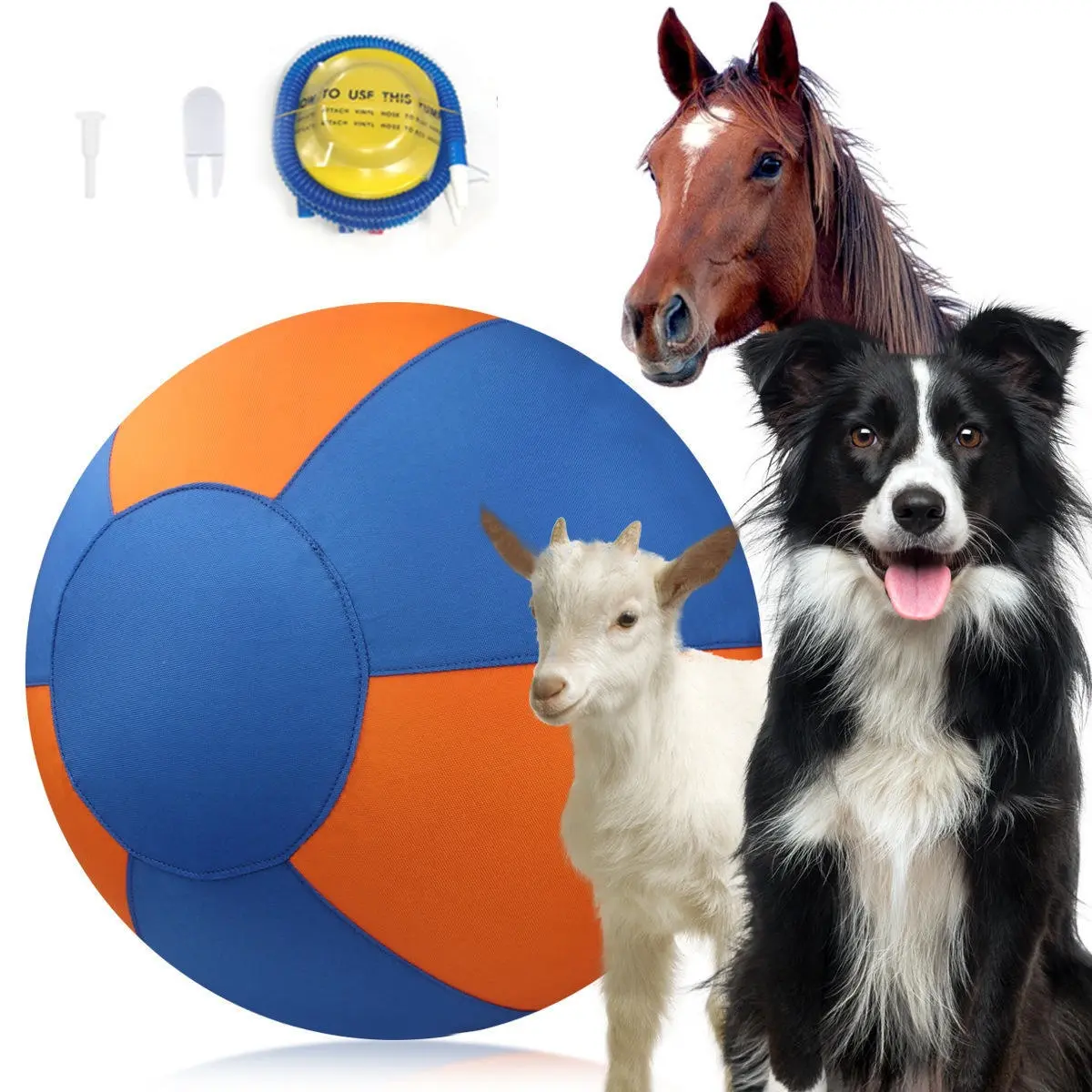 Huge 45/55cm Dog Herding Ball, Durable Blue and Orange Fabric Cover Interactive Giant Play Ball for Large Dogs, Heavy Duty Outdoor Exercise Toy Inflatable Bite resistance birthday gift Dog Toys Glow-in-the-Dark waterproof