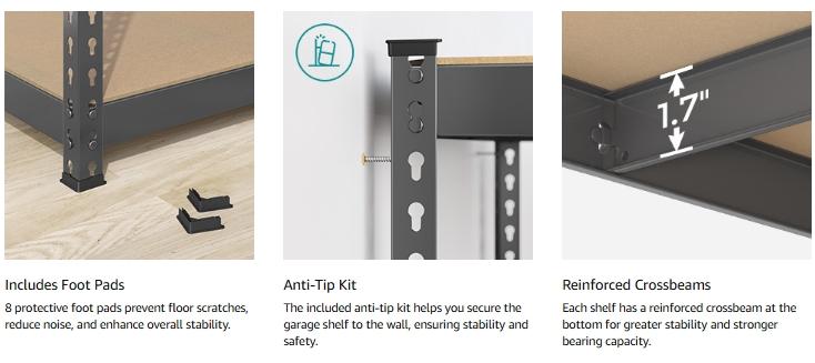 SONGMICS 5-Tier Storage Shelves, Load 2310 lb, Garage Storage, Boltless Assembly, Adjustable Shelving Unit,  for Study Shed Basement