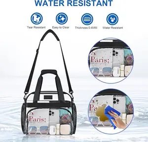 Clear Bag for Stadium Events Clear Tote Bag for Women - Transparent Lunch Bag for Work Sports Concerts & Festivals with Adjustable Strap Travel Essentials