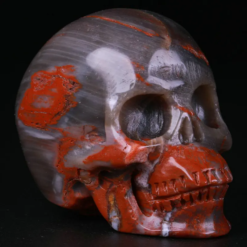 2.0 " Petrified Wood Carved Crystal Skull, Super Realistic, Crystal Healing