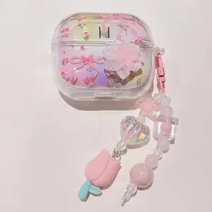3D Pink Butterfly Earphone Case For Samsung Galaxy Buds 3 Pro Wireless Bluetooth Charging Box With Pendant Headphone Cover