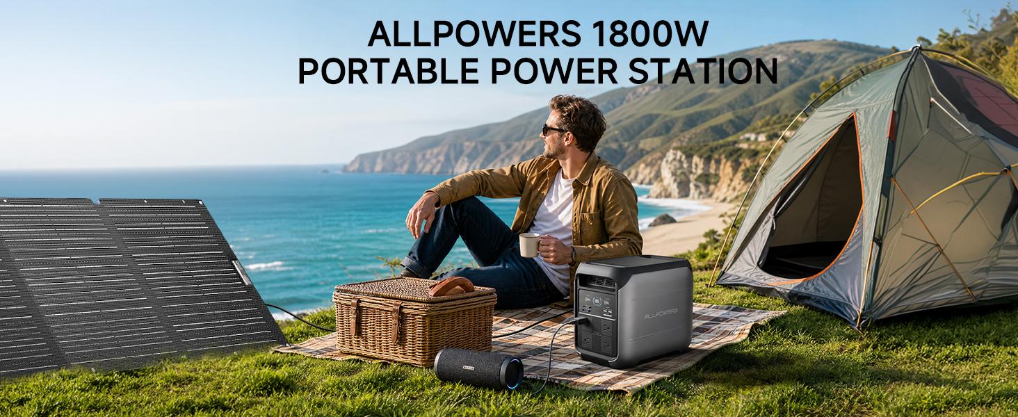 (2026 NEW)ALLPOWERS P1800 Portable Power Station 1024Wh,Fast charging,LiFeP04 Battery,Suitable for OutdoorCamping,RV,Home Backup Power Station Solar Generator