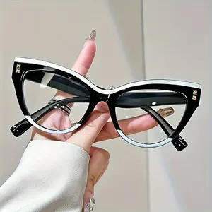 Elegant Cat-Eye Reading Glasses with Metal Hinges Minimalist Color Block Design Stylish Presbyopia Frames Diopter +1.0 to +4.0