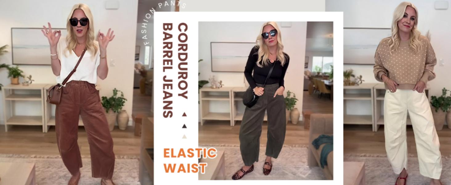 Molitree Women's Mid Rise Cord Barrel Jeans FallFreshness Casual Wide Leg Corduroy Cropped Ankle Pants with Pockets Molitree Women's Mid Rise Cord Barrel Jeans FallFreshness Casual Wide Leg Corduroy Cropped Ankle Pants with Pockets