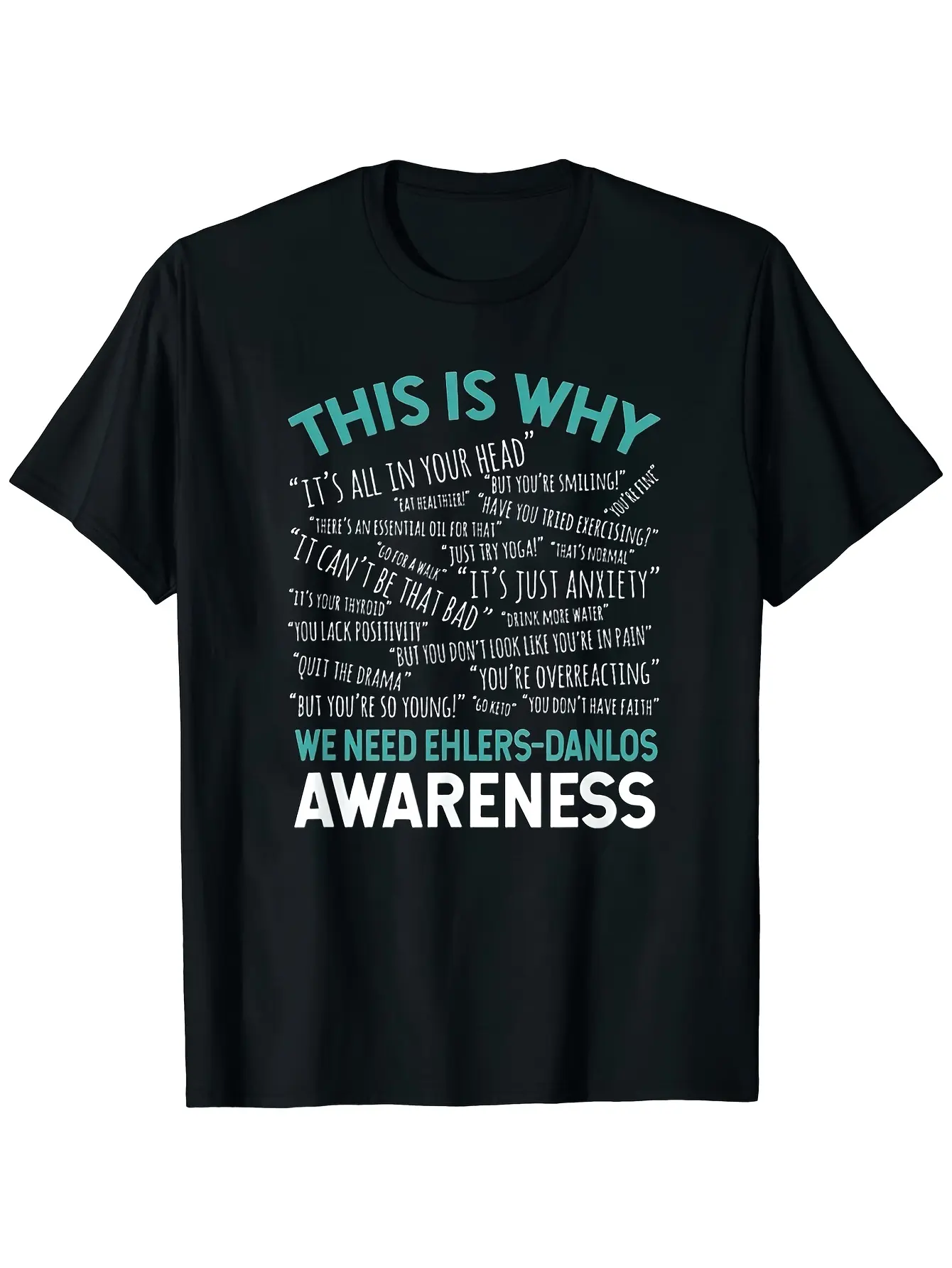180G 100 Graphic Tee for Ehlers Danlos Syndrome Aw unisex soft cotton short sleeve t shirt, vintage graphic casual tee for men women teens, perfect birthday holiday gift for camping travel gym daily street  wear