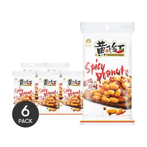 6Packs of HUANG FEI HONG Spicy Peanuts – 3.88oz Each, Crunchy Snack