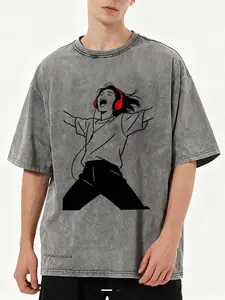 230g Washed Snowflake T-Shirt Casual Cotton