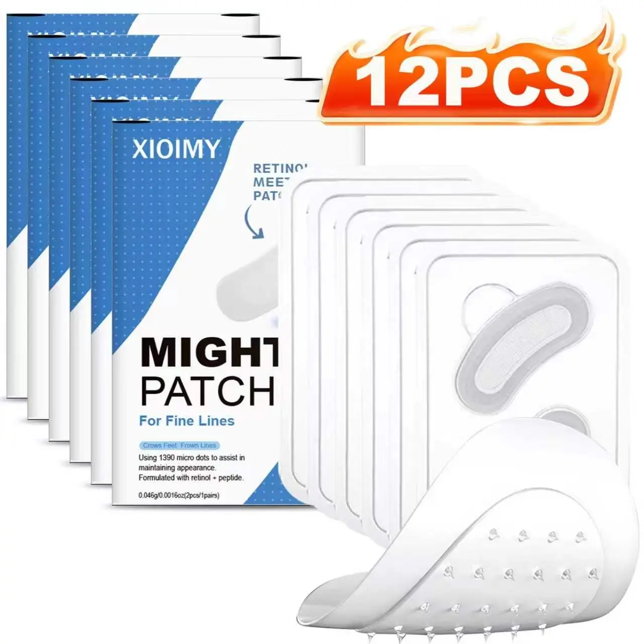 12pcs Hyaluronic Acid Micro Needle Eye Mask Under Eye Patches, Injected Retinol and Peptides, for Eyes Face Nose, Strong Moisture Firming Glow, Tightening Eye Patches, Hydrating Microneedle Eye Patches