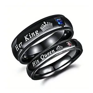 1pc Fashion Tungsten Couple Ring for Men and Women, Crown Ring, Wedding Anniversary Ring, Jewelry, Valentine's Day Gift