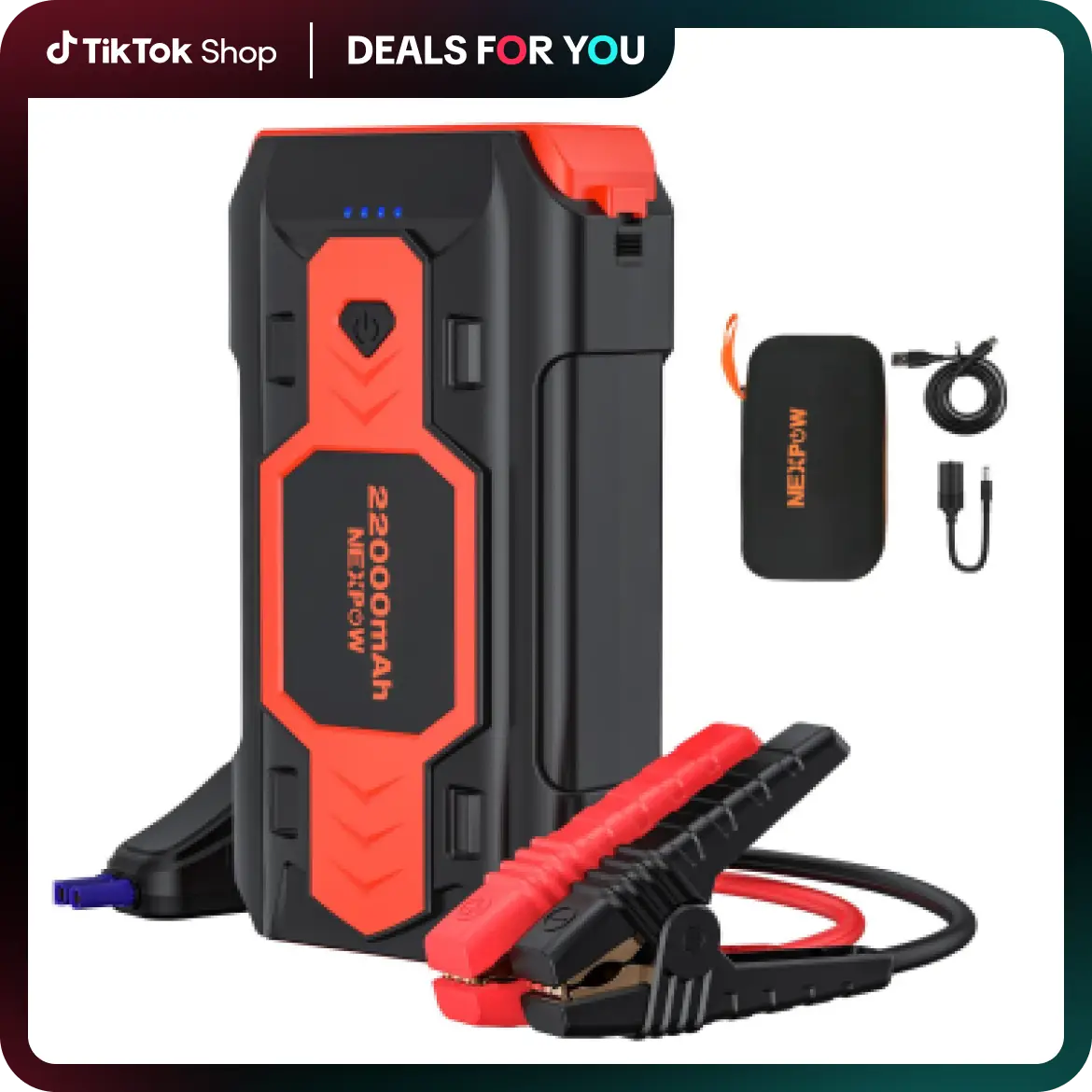 NEXPOW Battery Jump Starter 3000A Car Jump Starter (up to 8.0L Gas/8L Diesel Engines) 12V Car Battery Booster Pack with USB Quick Charge 3.0 and 4 LED